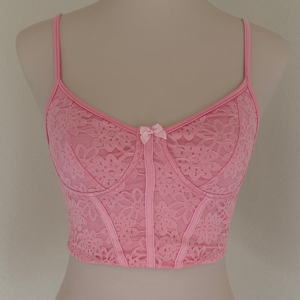 SHEIN Blush Lace Corset Bralette Camisole
